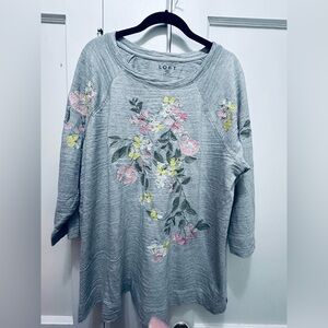 LOFT Heather Gray Plus Size Top